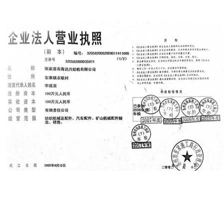 营业执照副本影印件